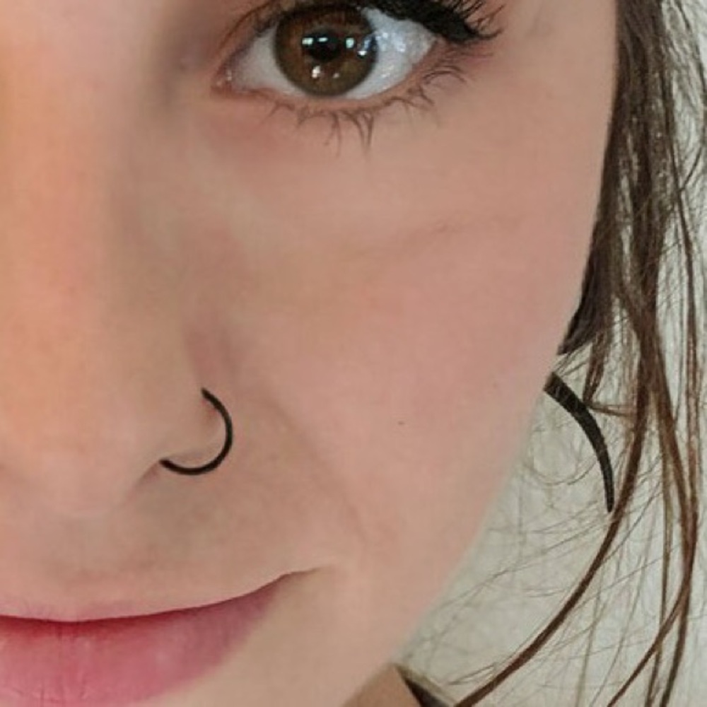 Set of 3 Faux Nose Rings, 2 Silver, 1 Black - Picture 5 of 6